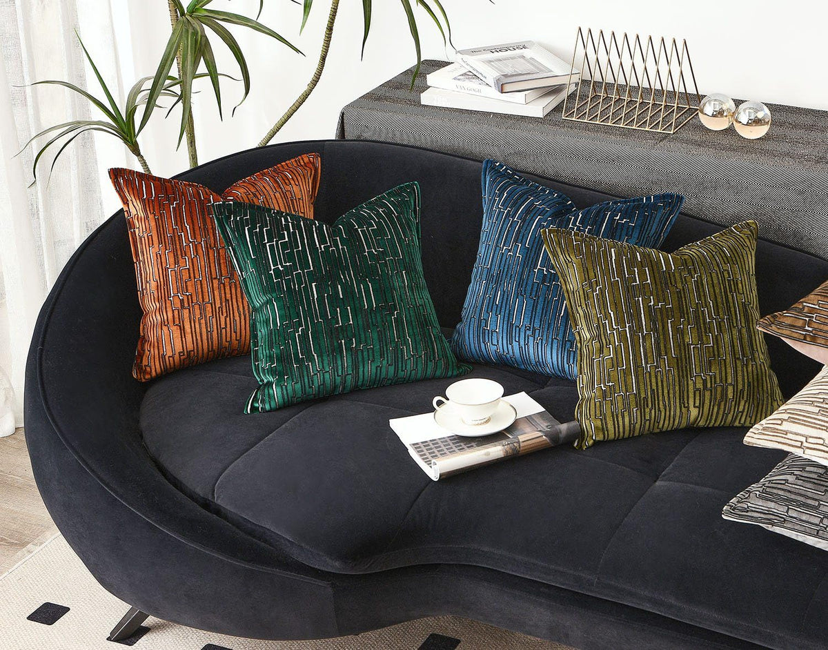 Luxury Brown Cut Pile Velvet Pillow Covers 18x18 with Raised Textured Pattern(Not a