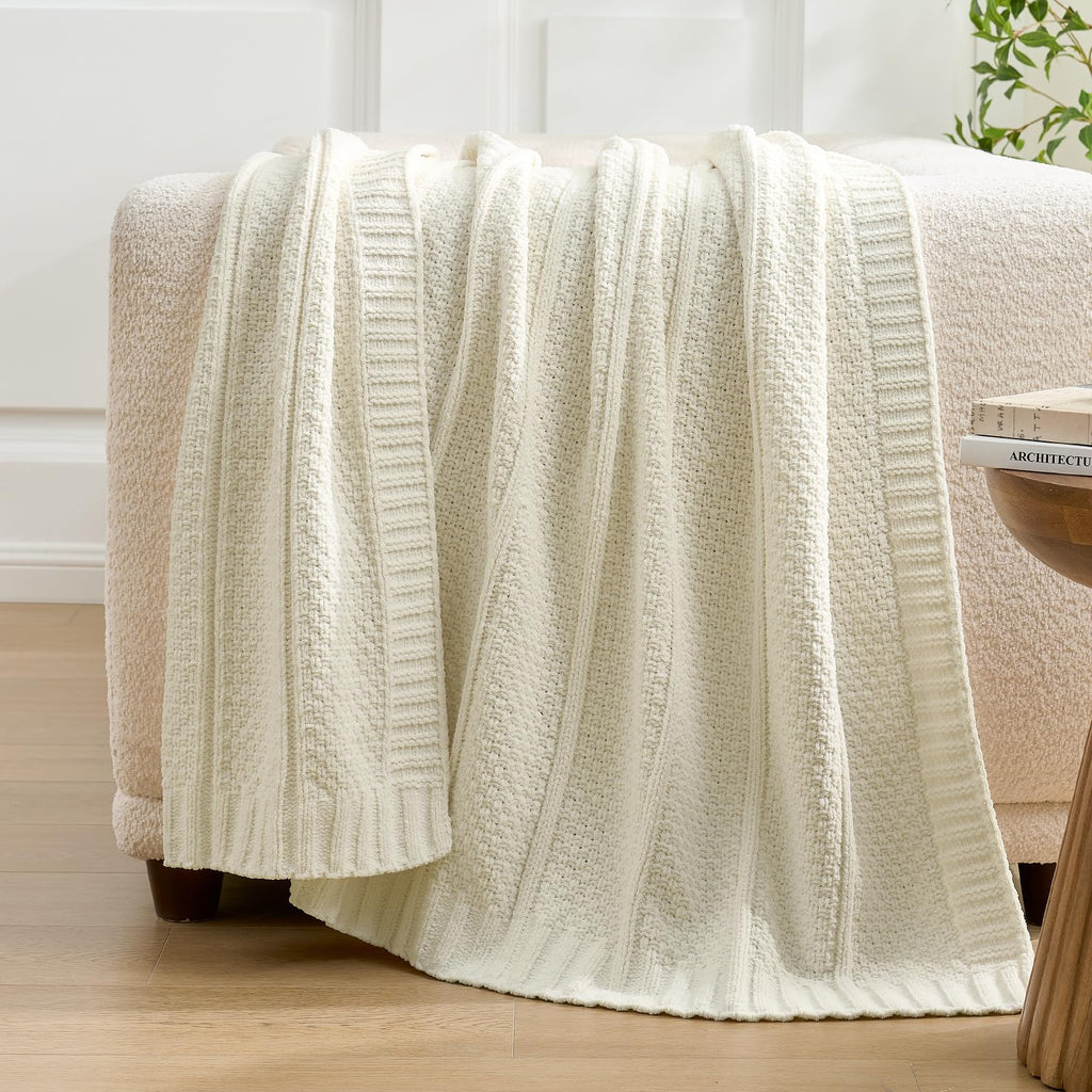 Moss-Stitch Chenille Throw Blanket