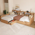 Merax Twin Wooden L-Shaped Daybed with Trundle and Storage Drawer, Seadrift
