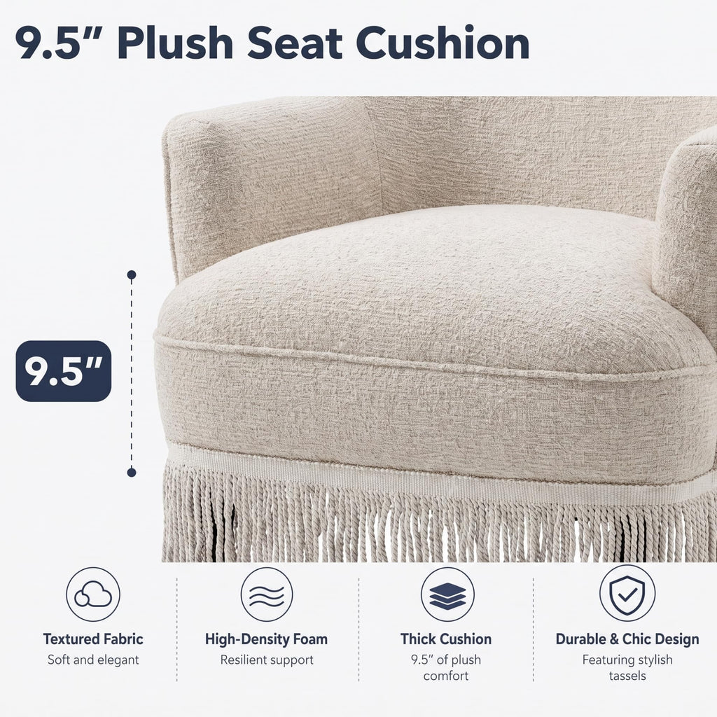 Hyfirm Vintage Accent Chair with Fringe Tassel Skirt