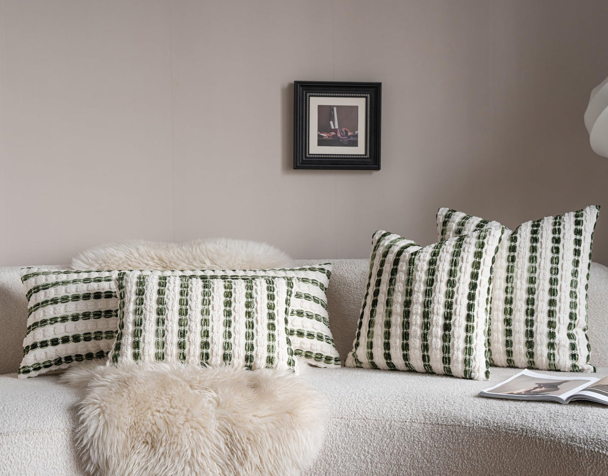 Striped Chenille Pillow Covers