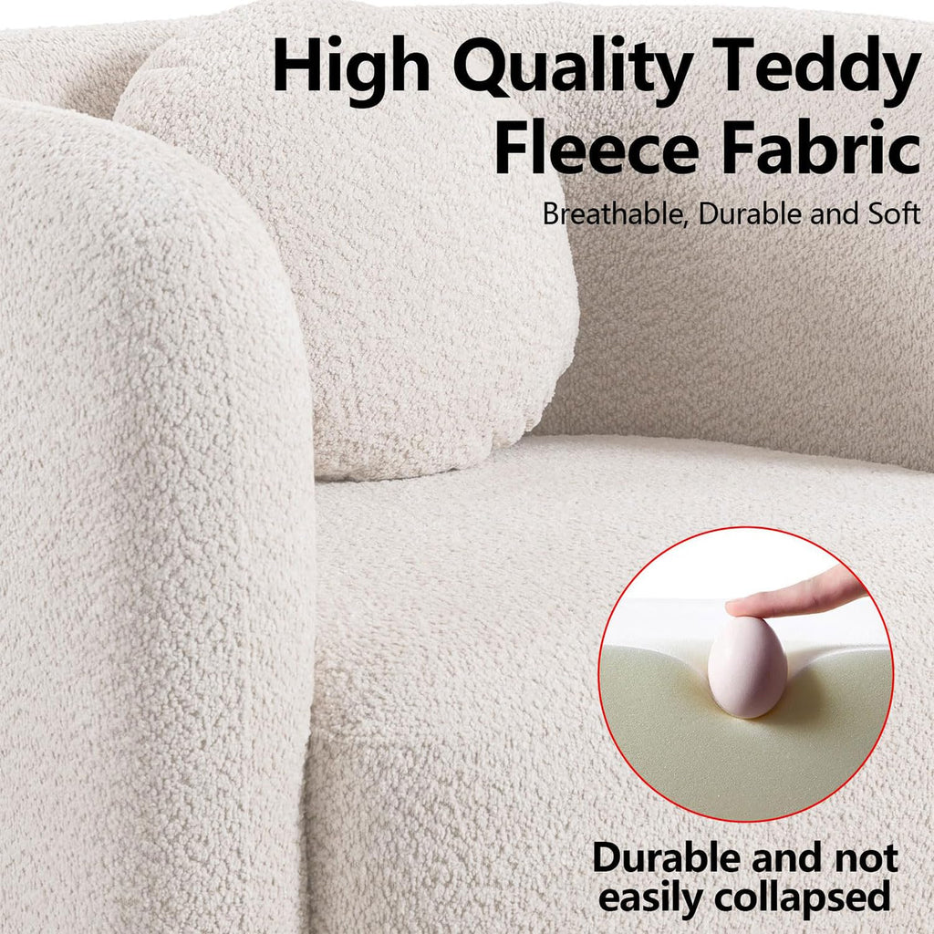Oversized Boucle Accent Chair, Cream White Sherpa Wingback Chair