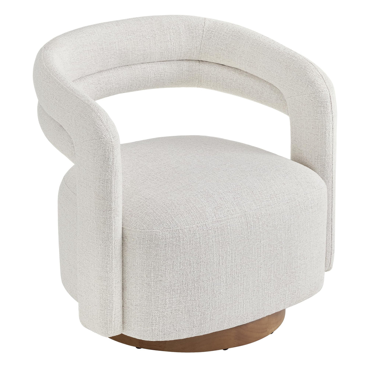 KISLOT, Swivel Accent Chair, Modern Arm Chair with Wooden Base, Cream