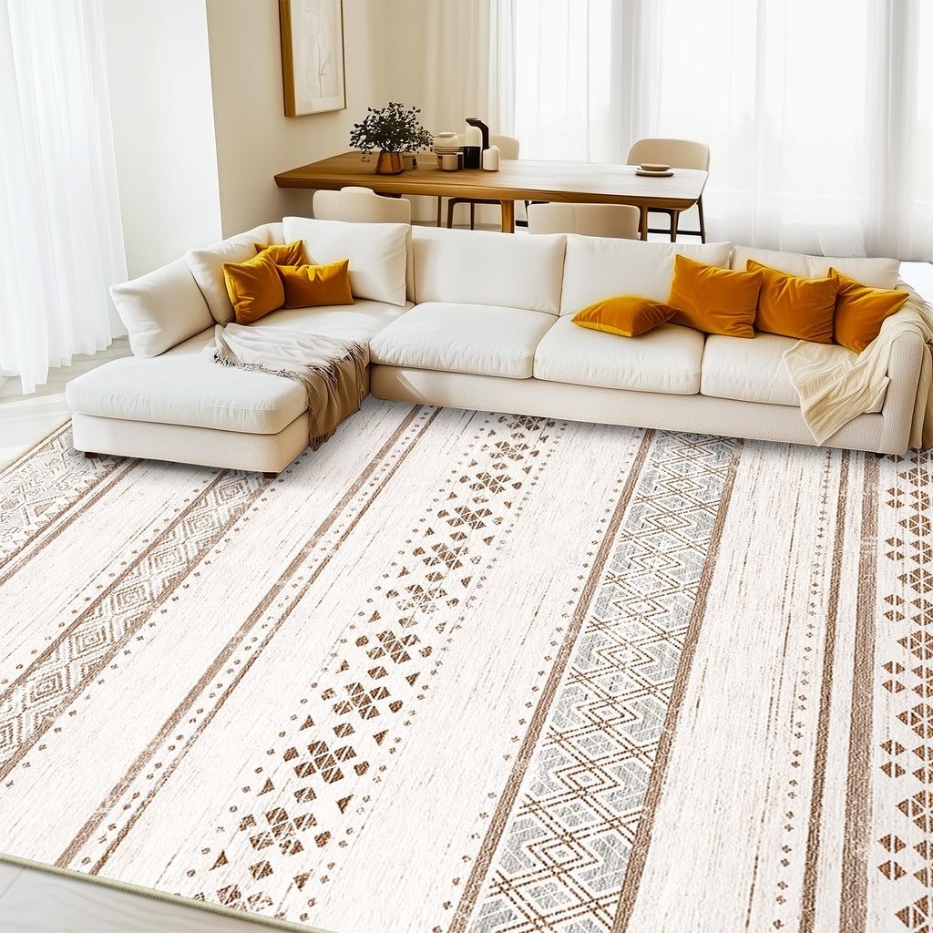 8x10 Washable Area Rugs for Living Room Boho Bedroom Rug Colorful/Black