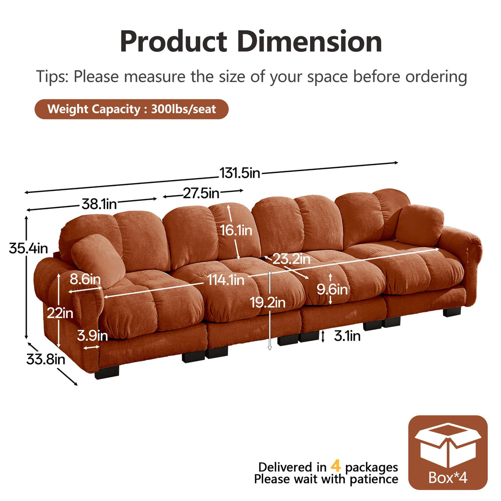 131.5" Modular Cloud Couch