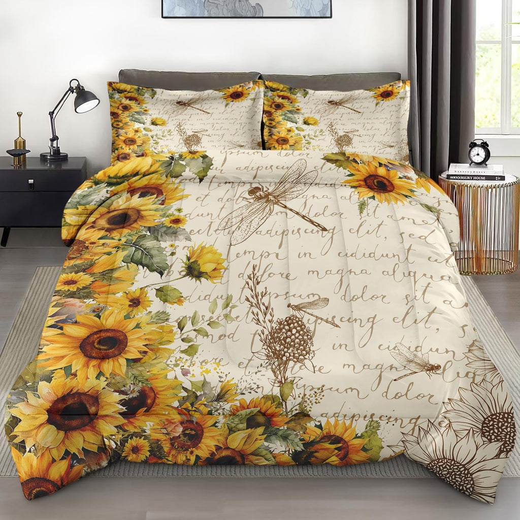 Pamnest Queen Comforter Set, 3 Pieces African Floral Bedding, All Season