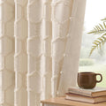 Cream Beige Geometric Jacquard Curtains, Set of Two
