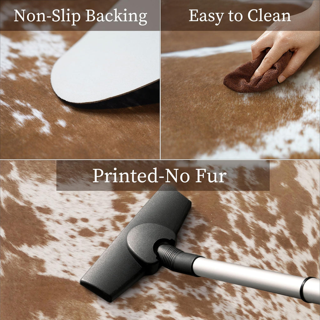 Faux Cowhide Rug 4.6x5.2 ft Cow Hide Faux Cowhide for Living Room Bedroom Dining