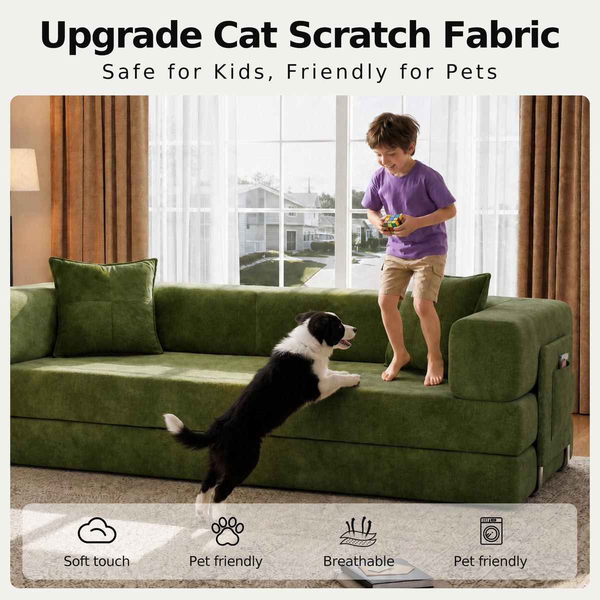 78.8'' Futon Sofa Bed, Boneless Couches for Living Room