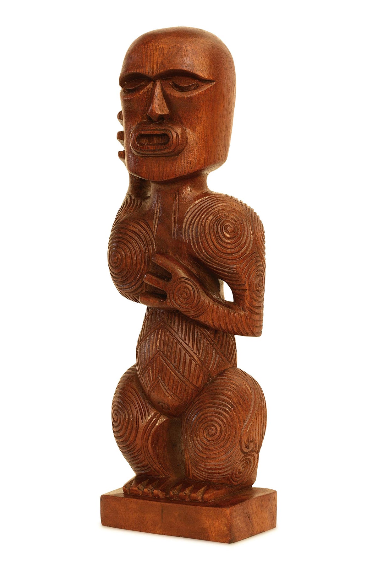 G6 Collection Handmade Wooden Primitive Tattoo Face Tribal Statue Sculpture Tiki