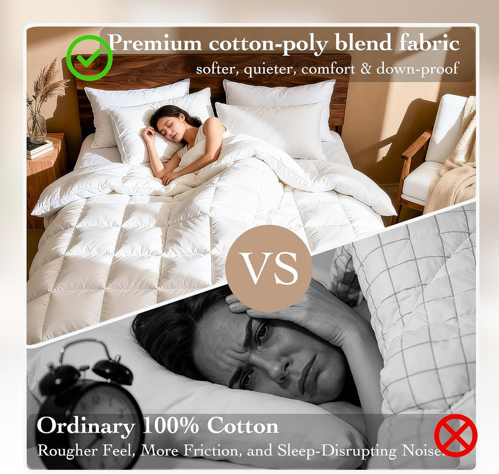 Goose Down Fiber Comforter Queen Size – All Season Naturally Breathable Down