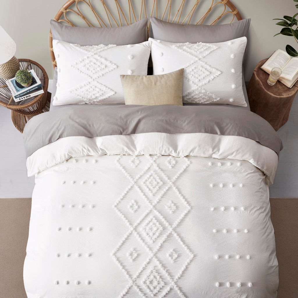 Oli Anderson Tufted Boho Queen Duvet Cover Set, Pumpkin Brown, 3 Pieces