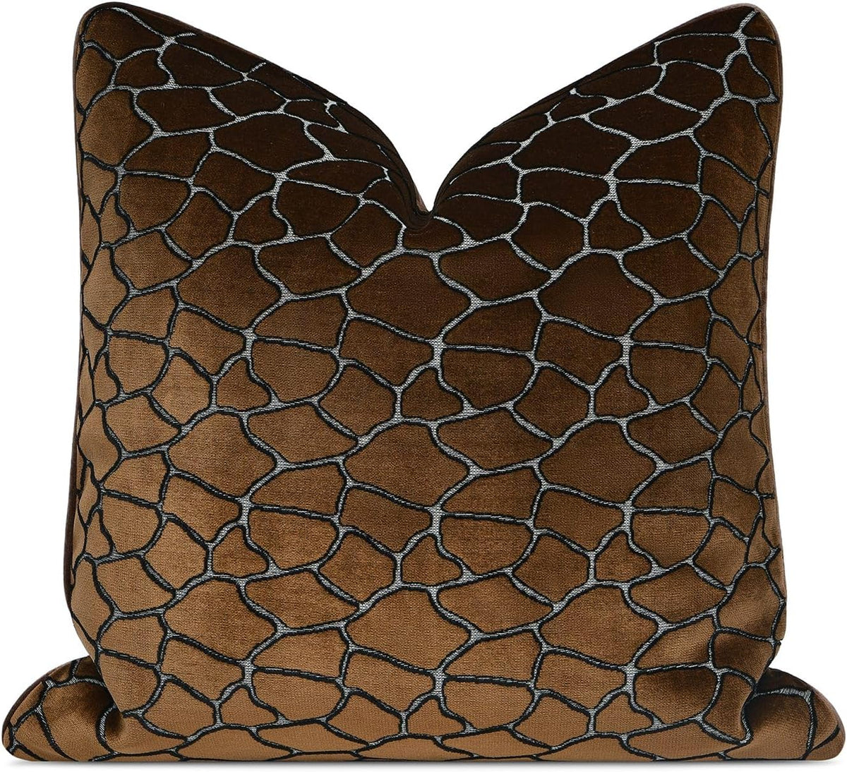 Luxury Brown Cut Pile Velvet Pillow Covers 18x18 with Raised Textured Pattern(Not a