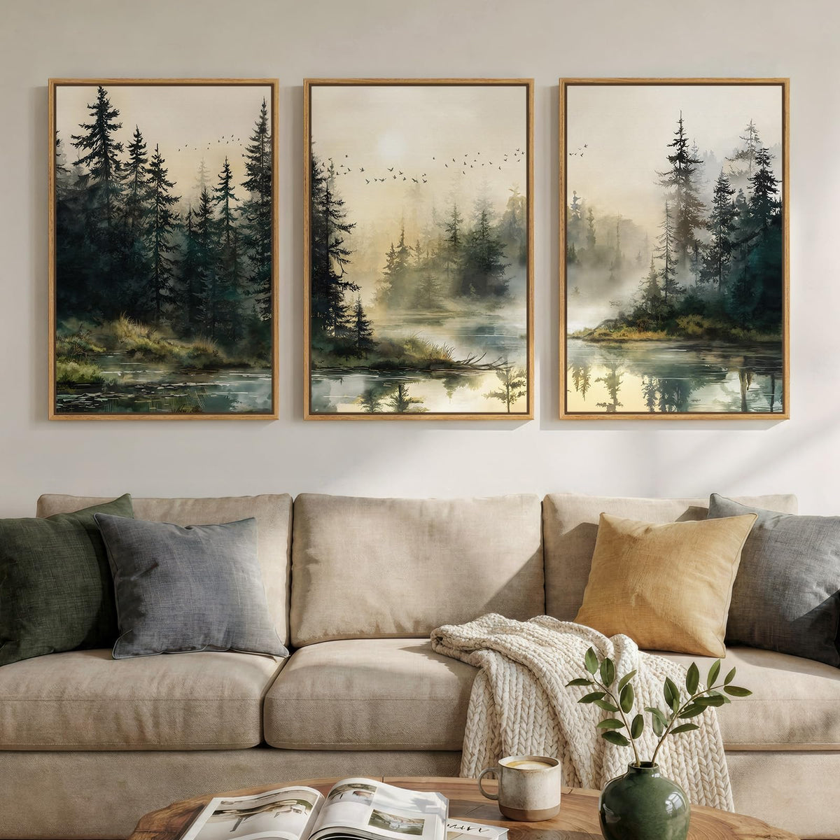 Framed Neutral Tree Ring Wall Art