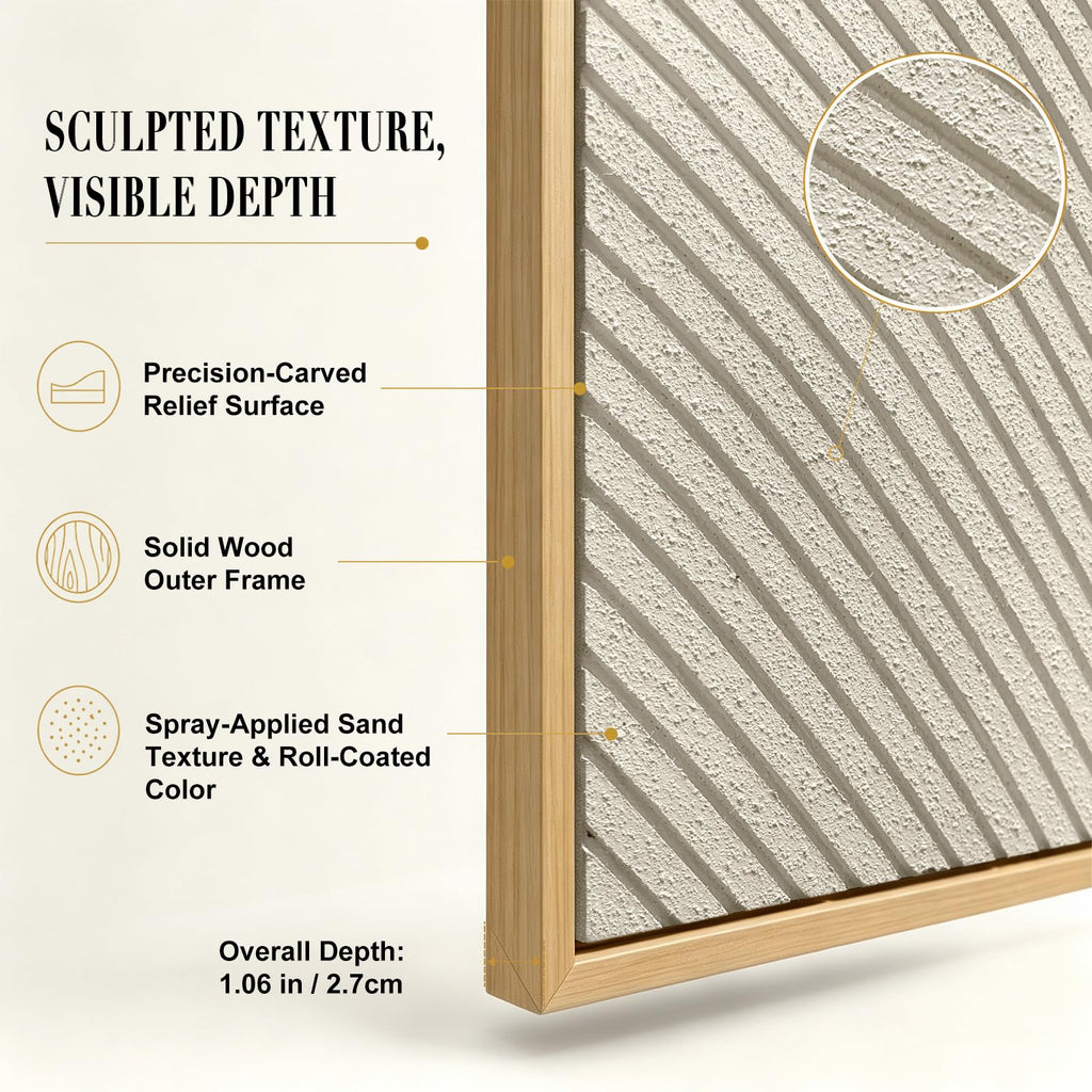 Abstract Geometric Relief Wall Art – Framed Triptych