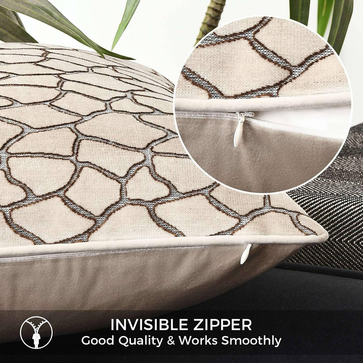 Luxury Brown Cut Pile Velvet Pillow Covers 18x18 with Raised Textured Pattern(Not a