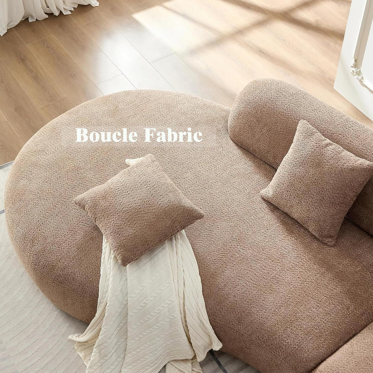 Curved Sofa with Two Pillows