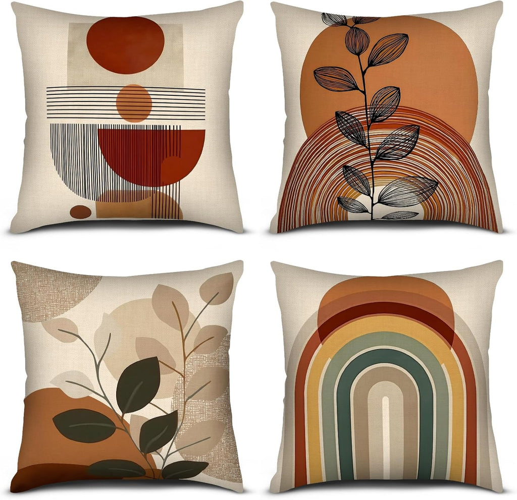 Boho Throw Pillows Covers 18X18 Set of 4, Terracotta Cushion