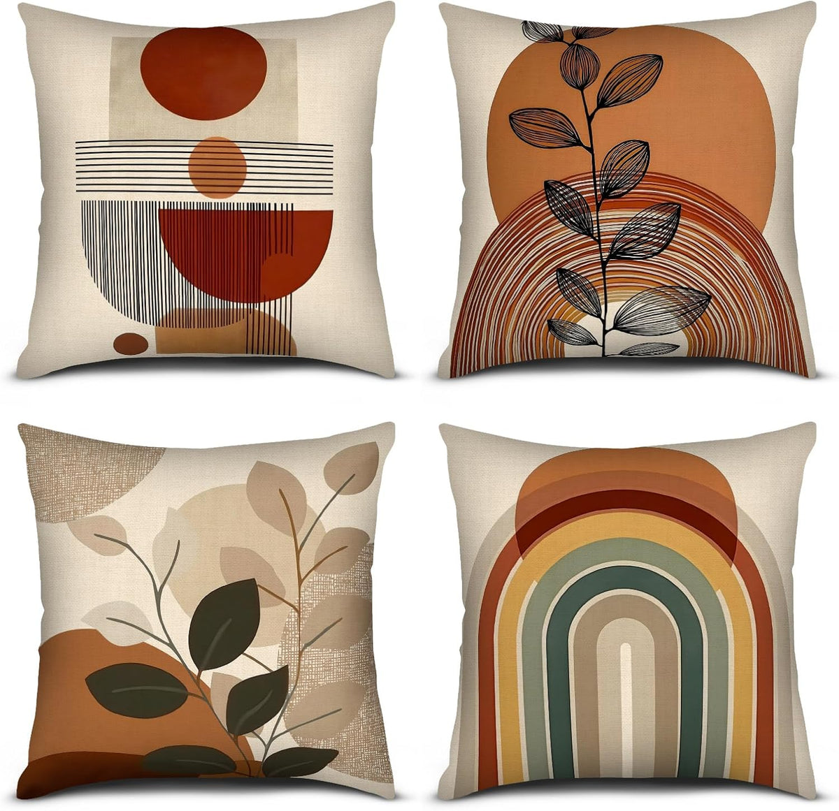 Boho Throw Pillows Covers 18X18 Set of 4, Terracotta Cushion