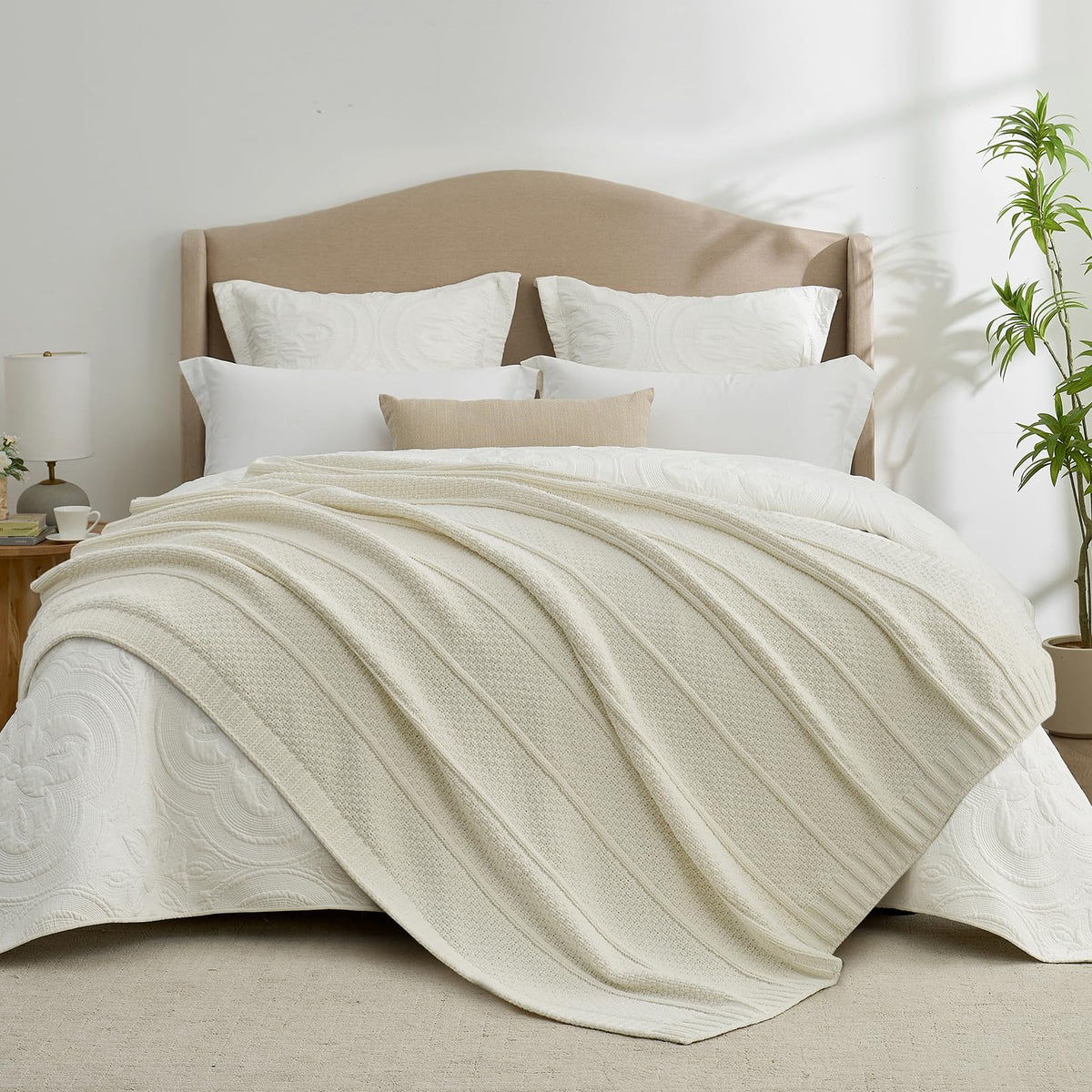 Moss-Stitch Chenille Throw Blanket