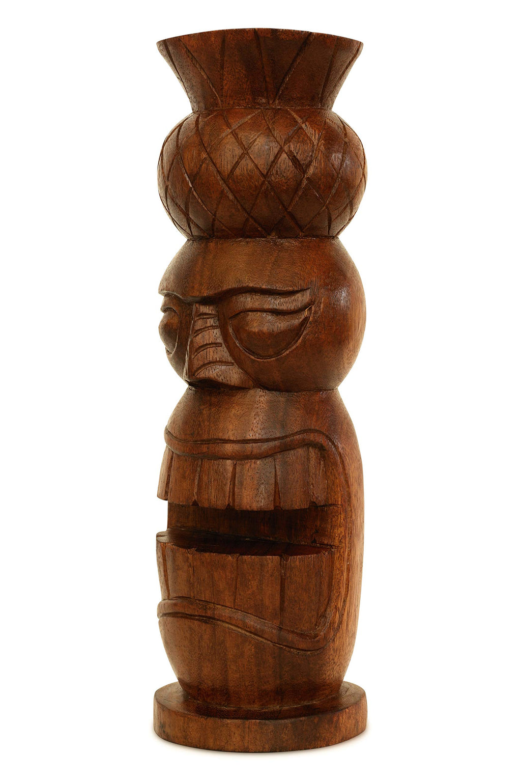 G6 Collection Handmade Wooden Primitive Tattoo Face Tribal Statue Sculpture Tiki