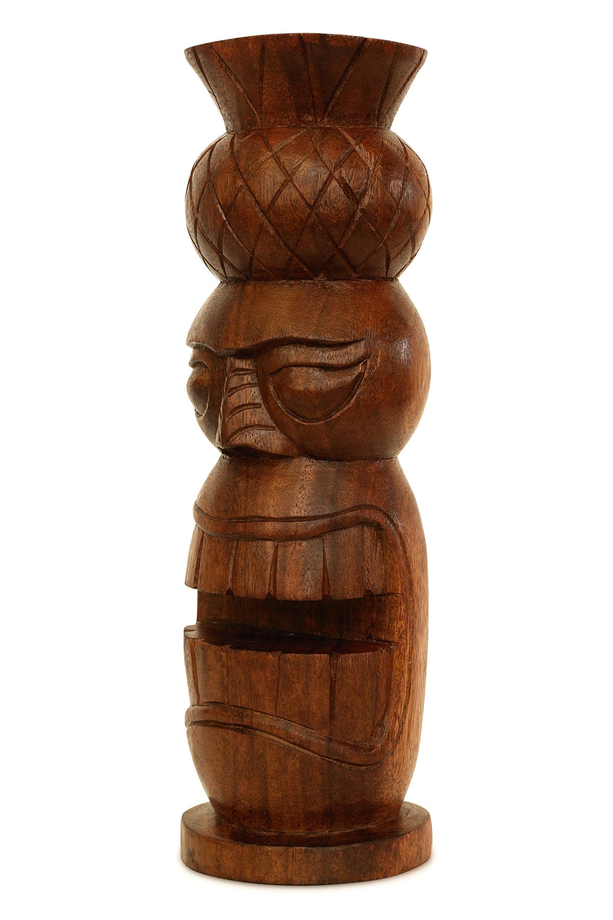 G6 Collection Handmade Wooden Primitive Tattoo Face Tribal Statue Sculpture Tiki