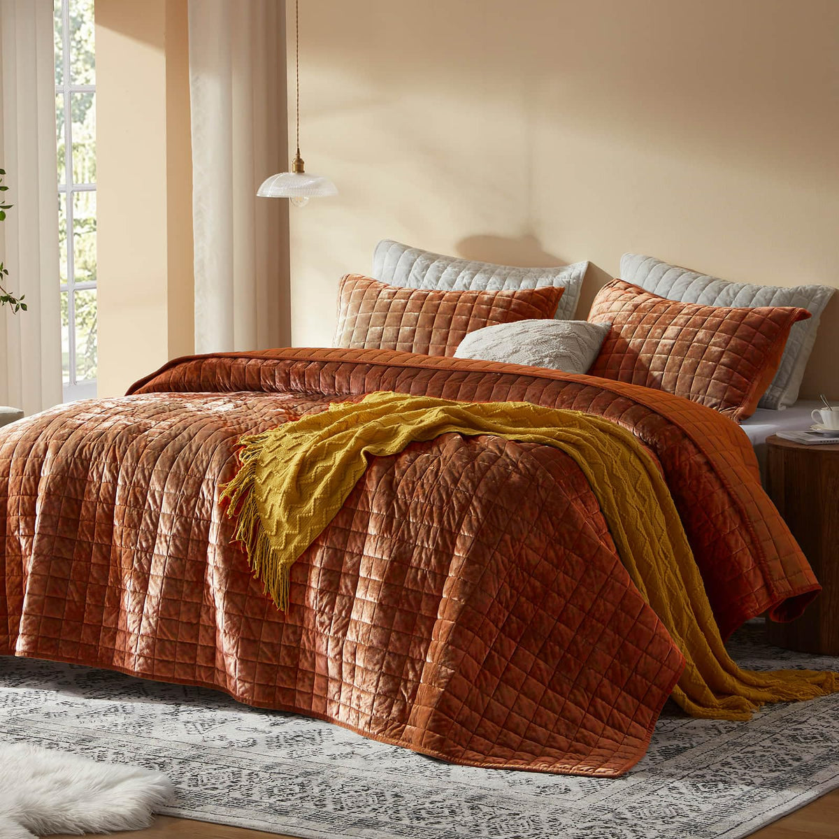 LEAONME Velvet Quilt King Size-98''x106''