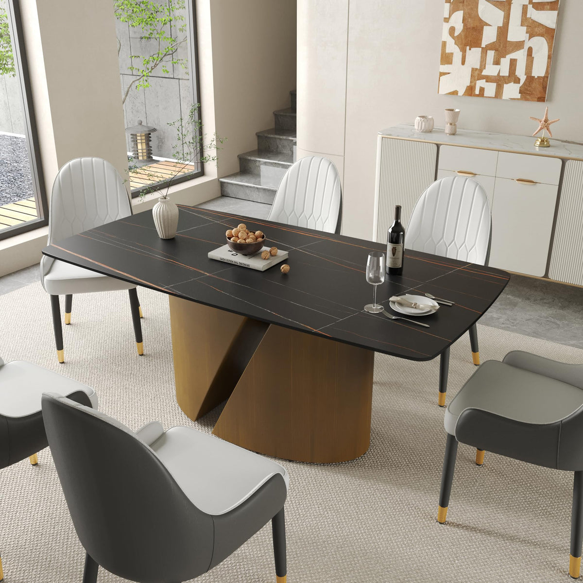 White Sintered-Stone Dining Table
