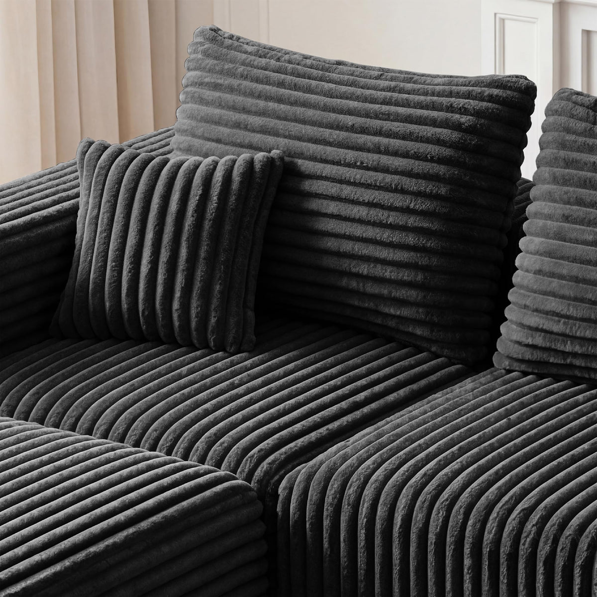 Modular Boneless Loveseat Sectional Cloud Sofa Comfy Deep Seat Corduroy Small Couch