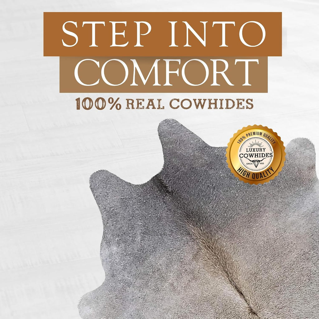 Sunshine Cowhides 100% Genuine Grey Beige Cowhide Rug - Modern Style Animal Skin
