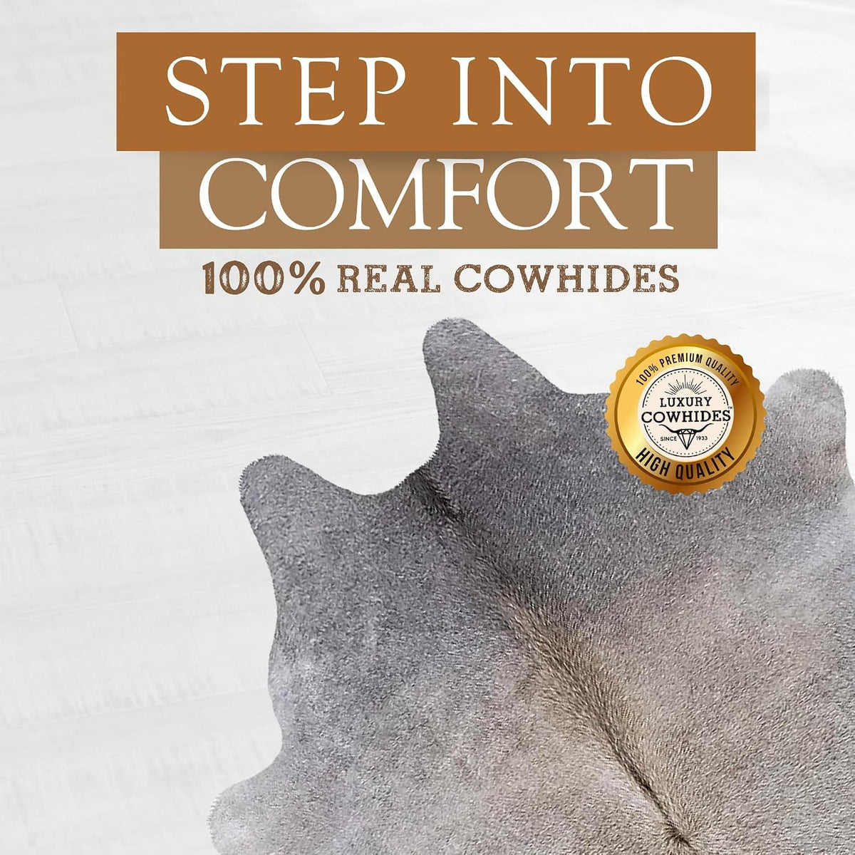 Sunshine Cowhides 100% Genuine Grey Beige Cowhide Rug - Modern Style Animal Skin