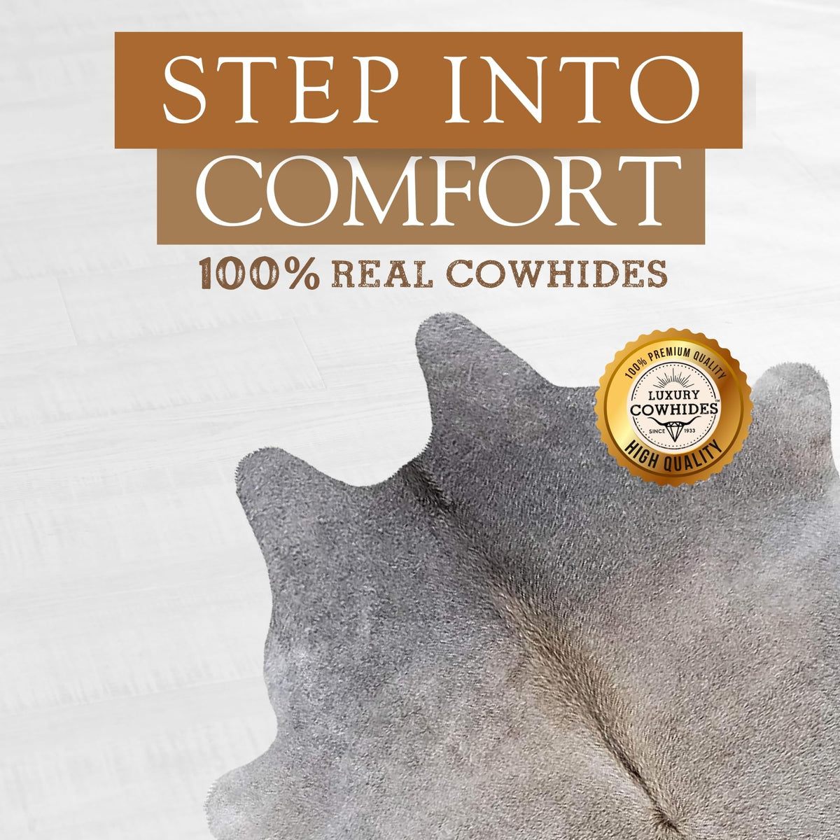 Sunshine Cowhides 100% Genuine Grey Beige Cowhide Rug - Modern Style Animal Skin