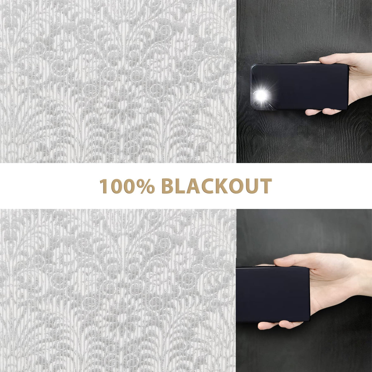 Damask Foil-Print Velvet Blackout Curtains