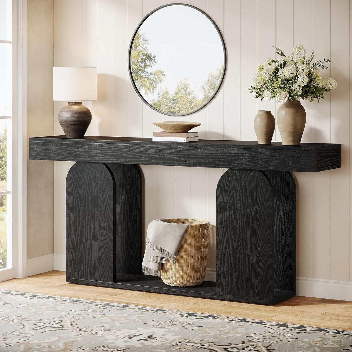 70.9-Inch Farmhouse Console Table with Shelf