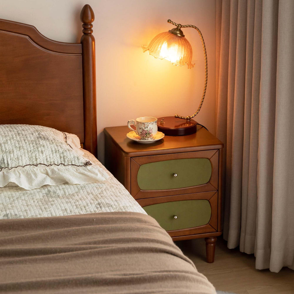 Solid Wood Two-Drawer Nightstand