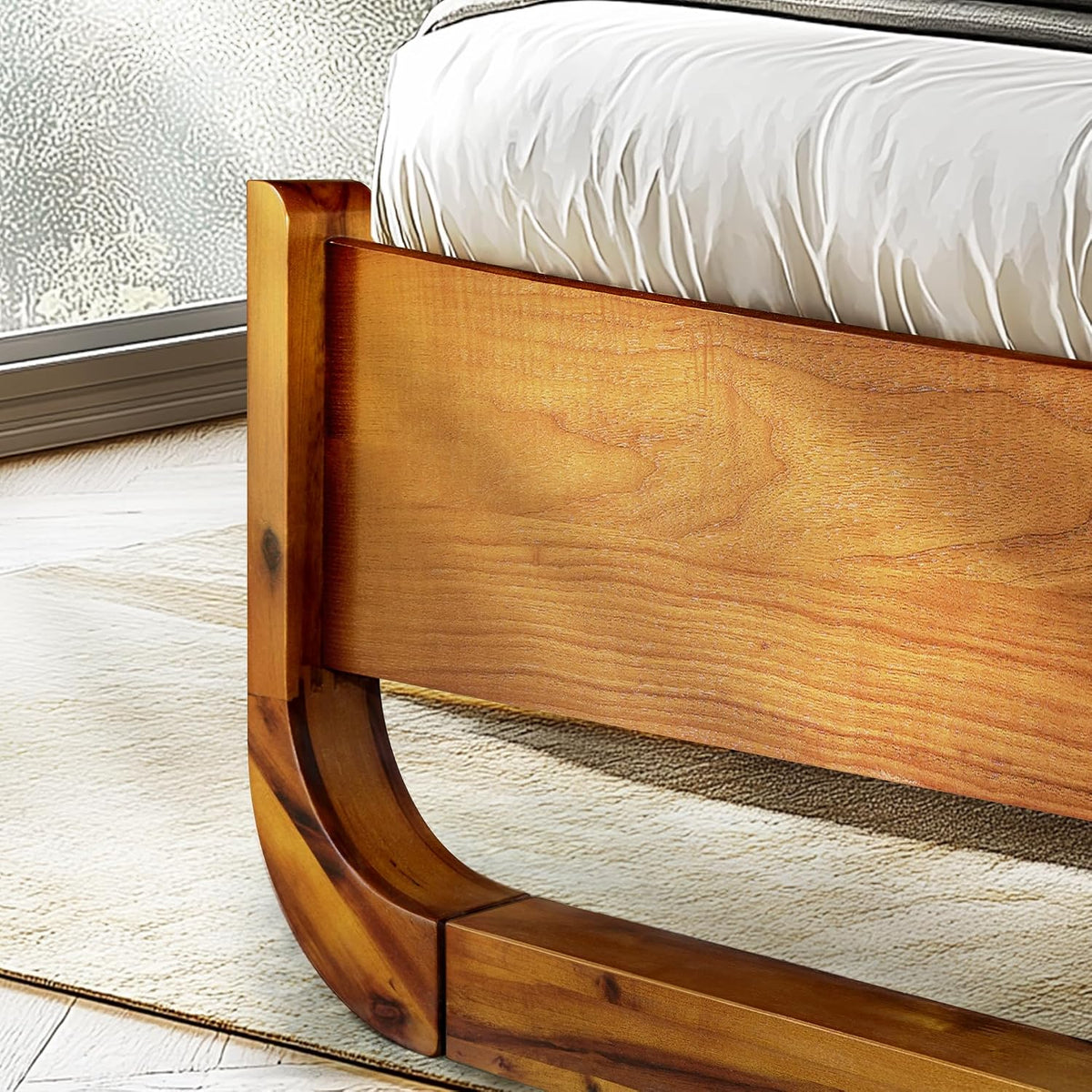 Sunset Solid Acacia Wood Queen Platform Bed