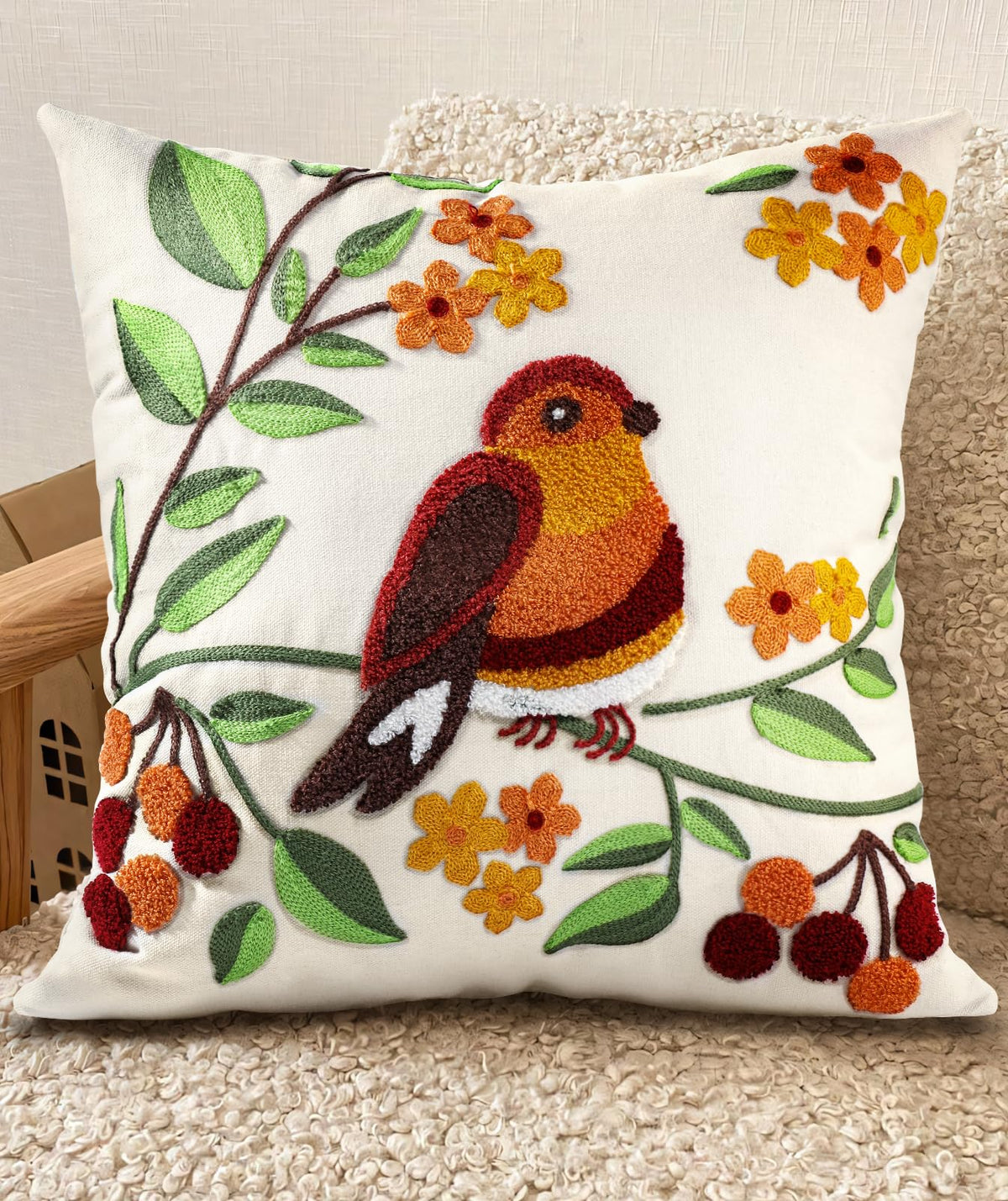Embroidered Decorative Pillow Cover