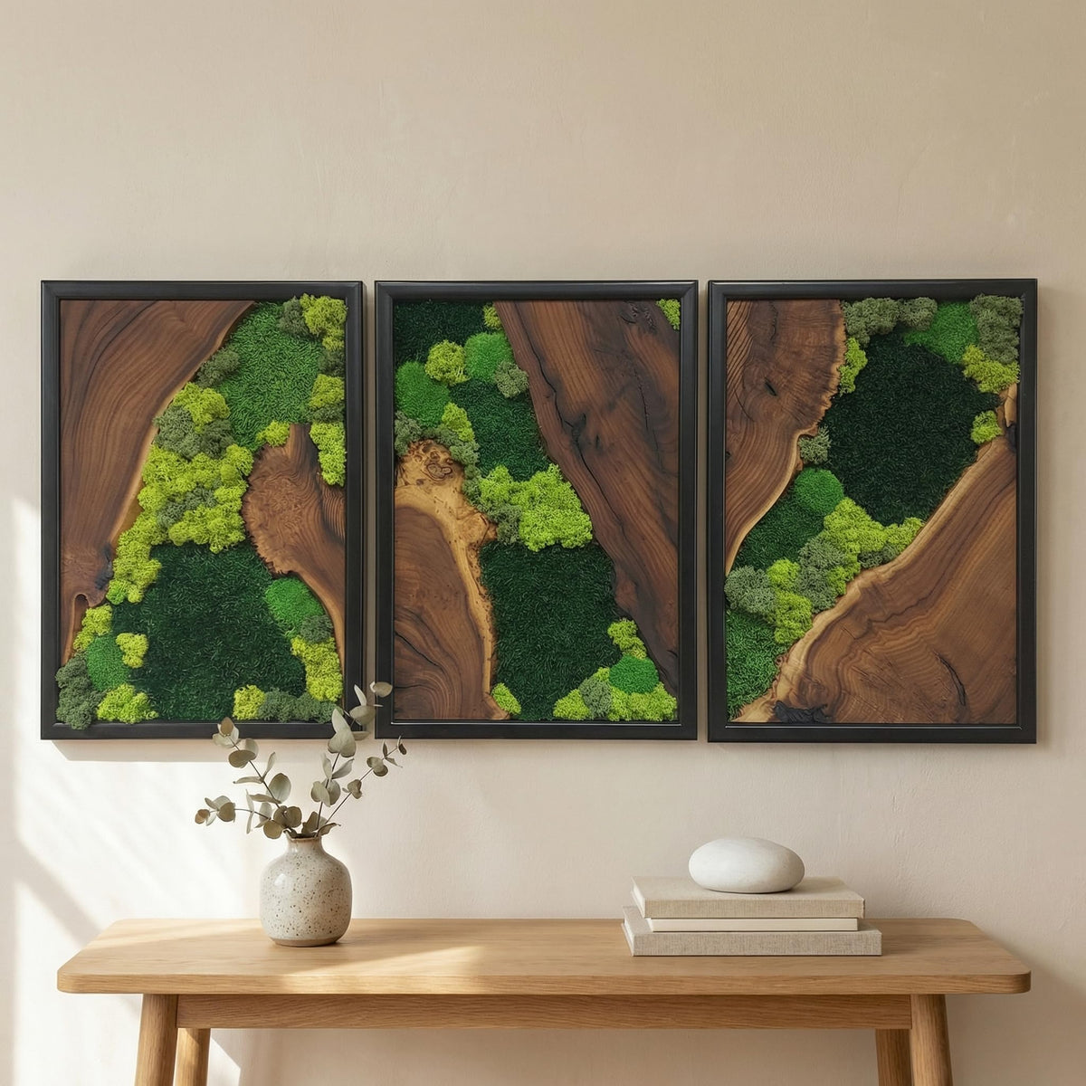 Preserved Moss Wall Art in Cedar Frame