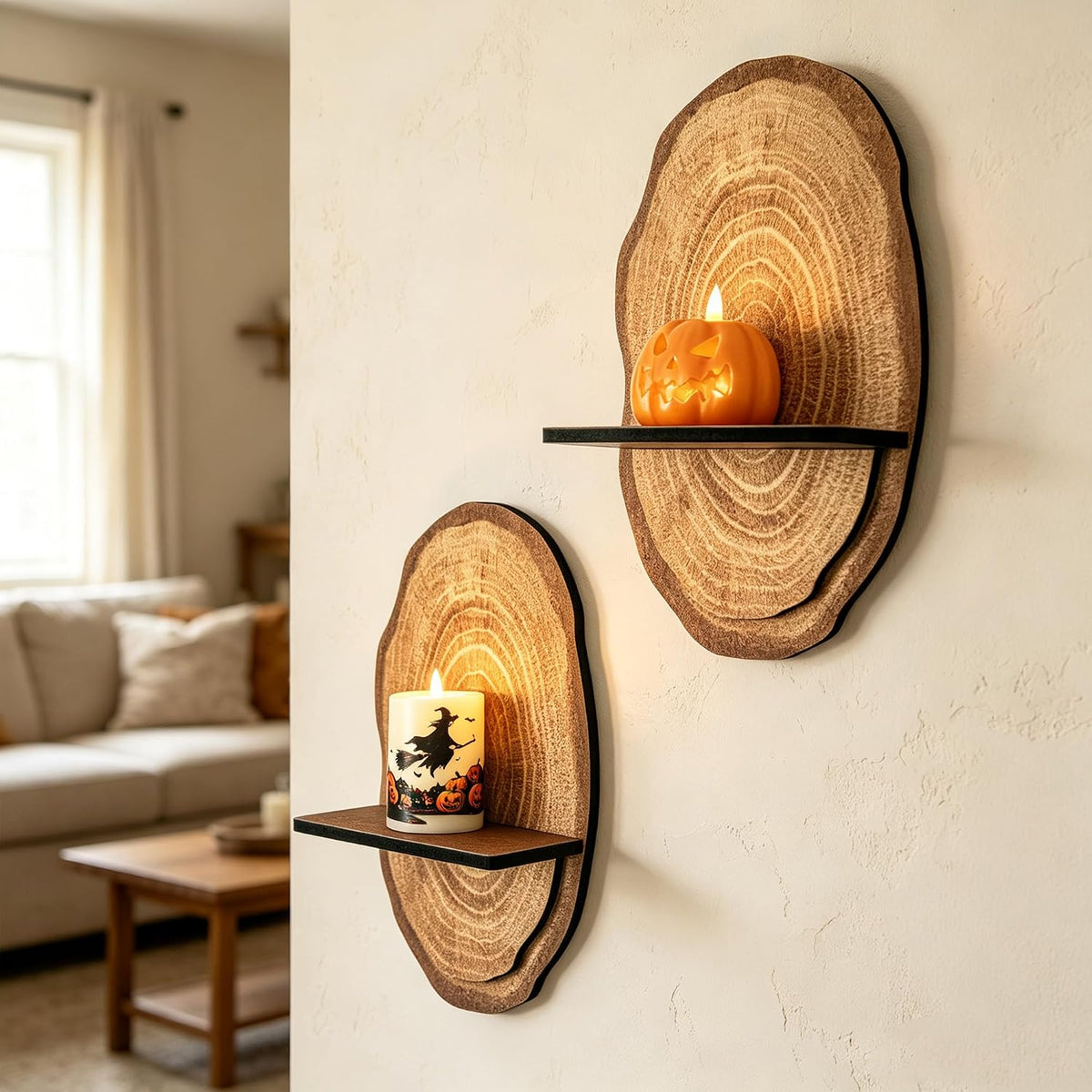 Rustic Multi-Layer Floating Shelves – Set of 2