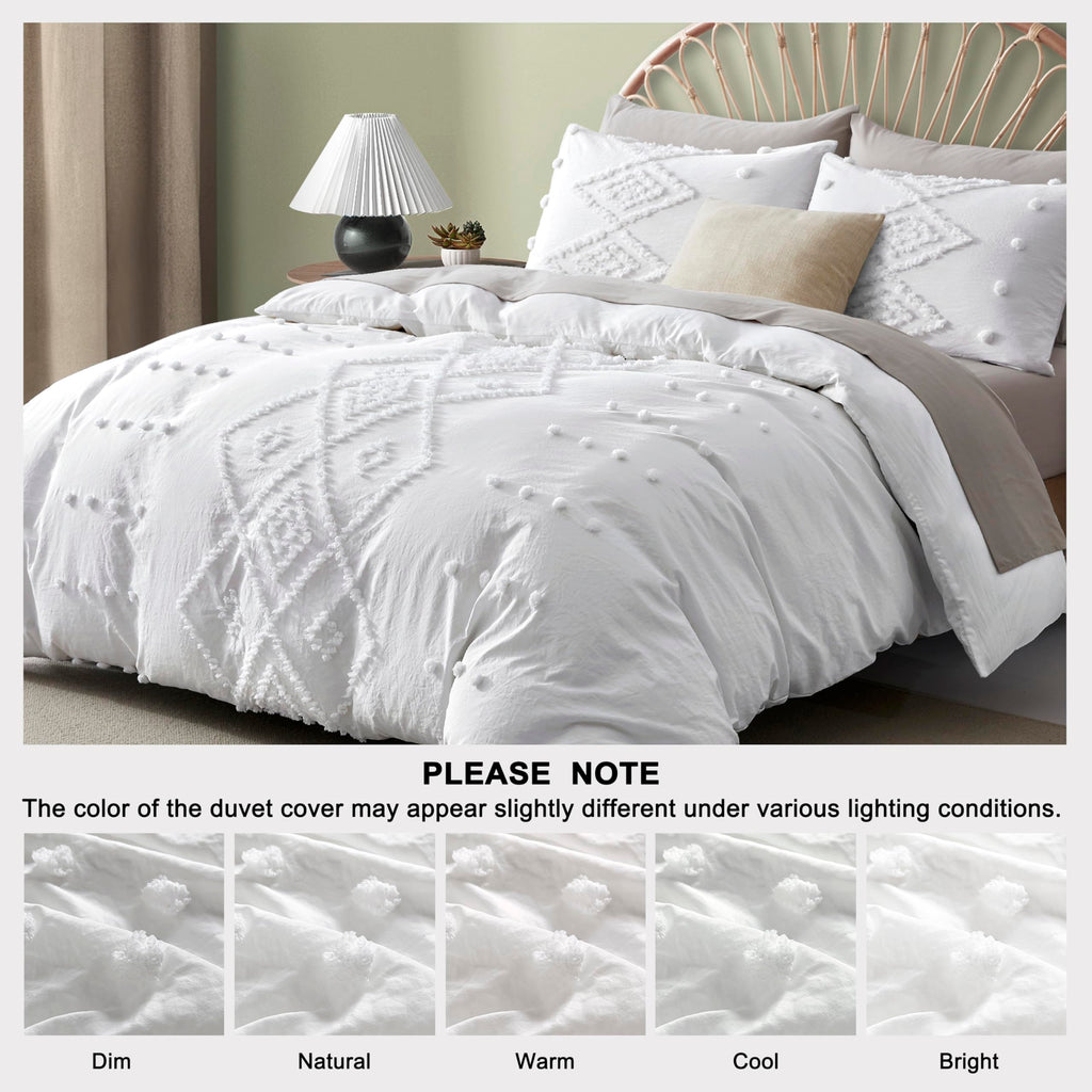 Oli Anderson Tufted Boho Queen Duvet Cover Set, Pumpkin Brown, 3 Pieces