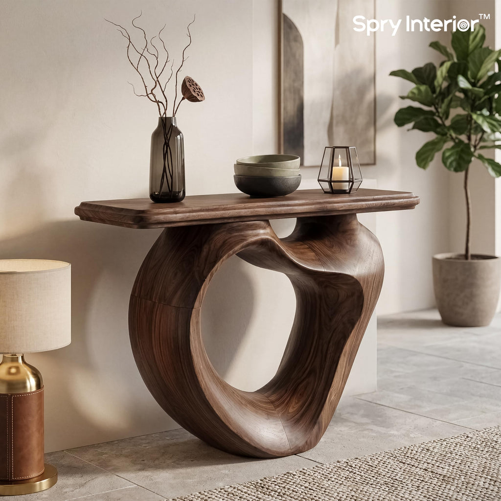 Monkey Pod Console Table No. 11, Hand-Carved Live Edge