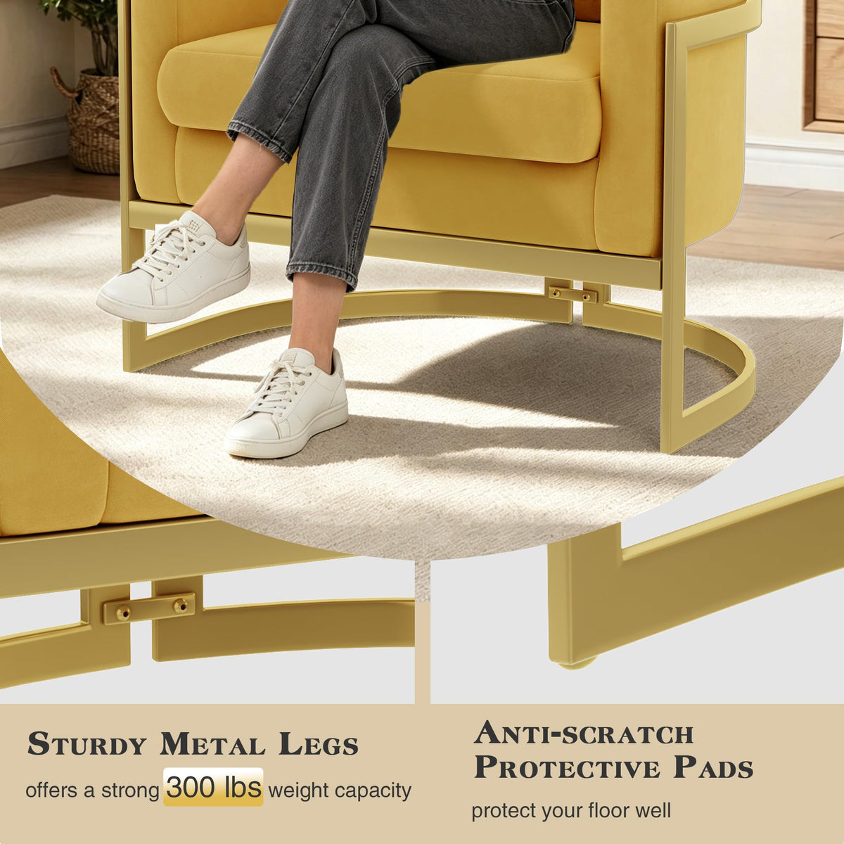 Velvet Accent Chair Ivory Modern Barrel Chair with Gold Legs