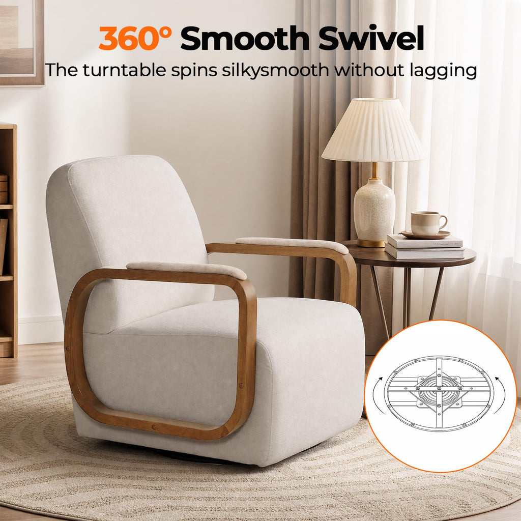Couchus Swivel Accent Chair with Sturdy Base (Beige, Set of 2)