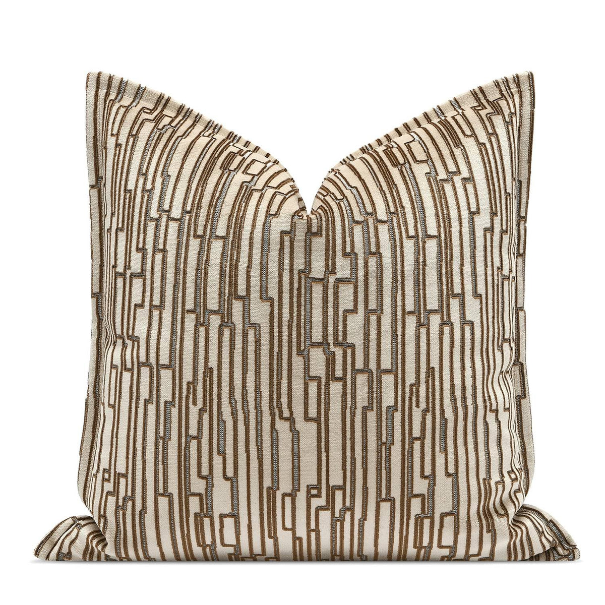 Luxury Brown Cut Pile Velvet Pillow Covers 18x18 with Raised Textured Pattern(Not a