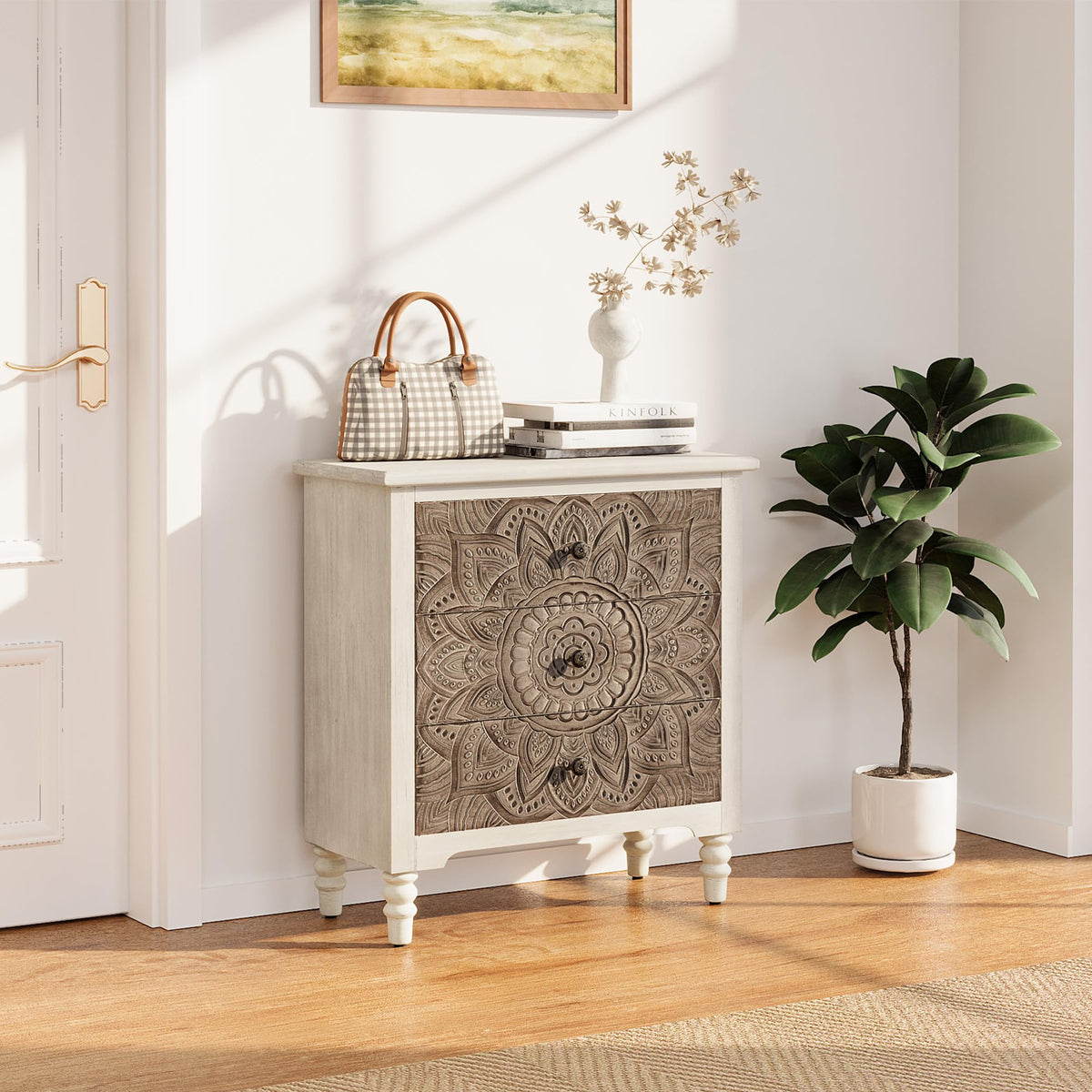 Round Three-Drawer Nightstand