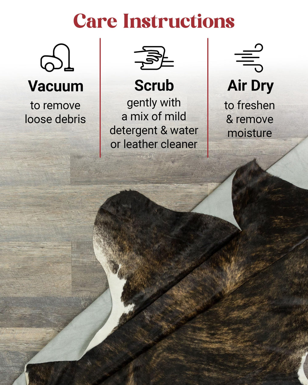 HIDES BAZAAR Brown Brindle Cowhide Rug 5x7 ft, Real Hair on Hide Area Rug