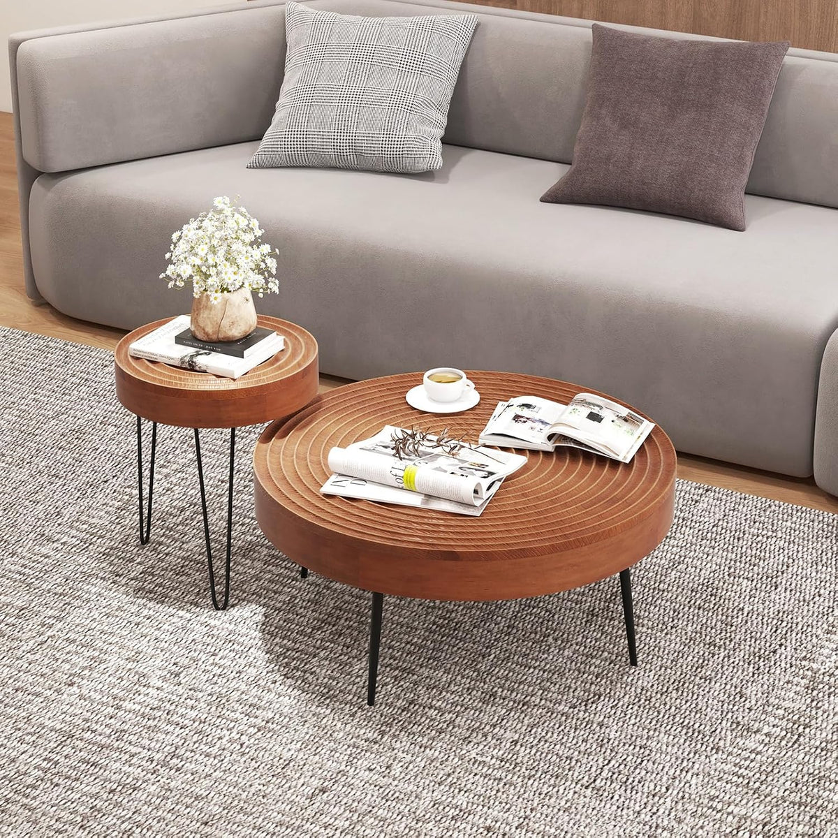 Farmhouse Round Nesting Coffee Table Set