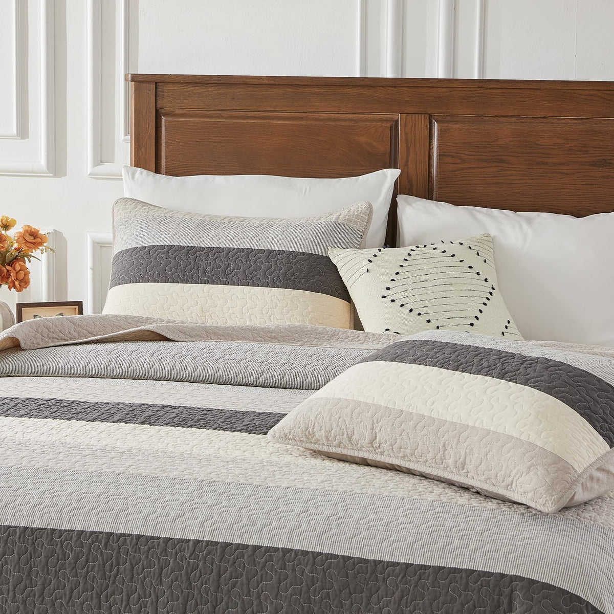 SahSahCasa 128"x120" 100% Cotton Oversized California King XL Bedspread Coverlet