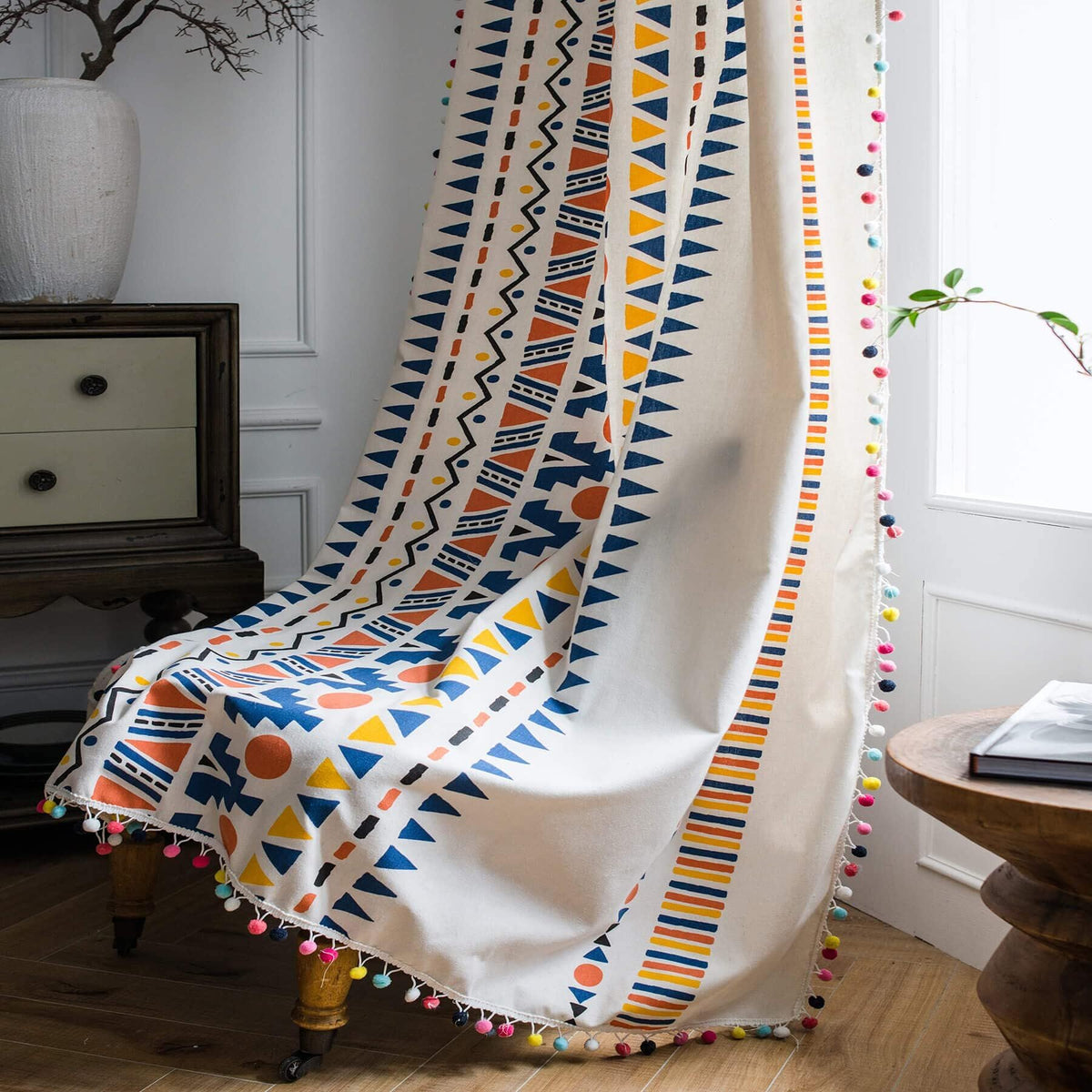 Boho Geometric Tassel Curtain Panel