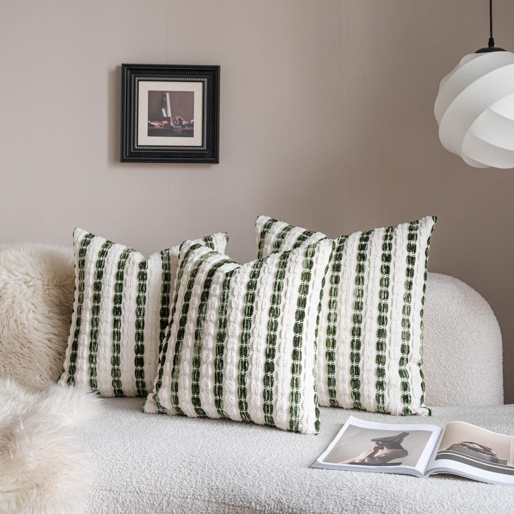 Striped Chenille Pillow Covers
